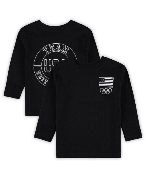 Toddler Black Team USA Flag Rings Long Sleeve T-Shirt