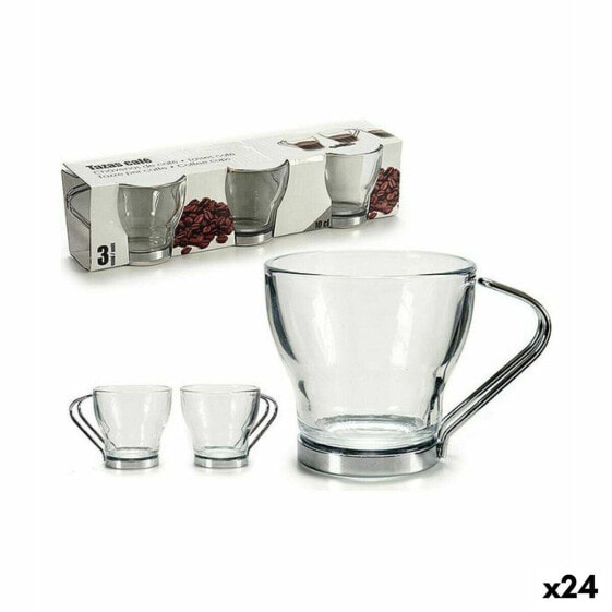 Набор из кофейных чашек Серебристый Металл Прозрачный Cтекло 24 штук