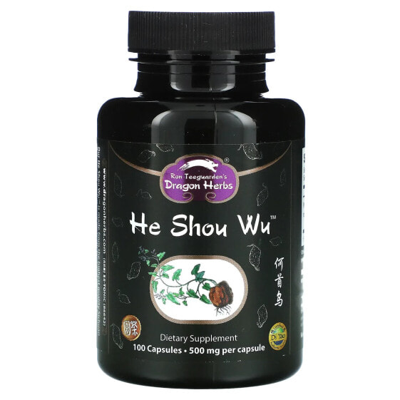 Травяные капсулы He Shou Wu, 500 мг, 100 шт, Dragon Herbs