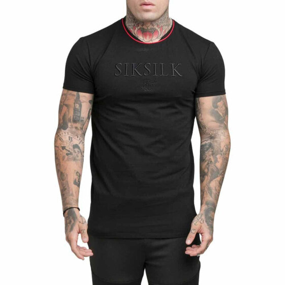 SIKSILK Piping Embroidery Gym Short Sleeve T-Shirt