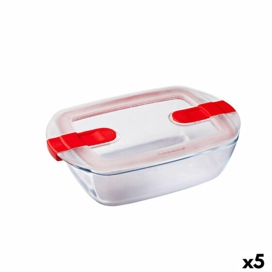 Контейнер для завтрака герметичный Pyrex Cook&heat 1,1 L 24 x 15,5 x 7 см Прозрачное стекло (5 штук)