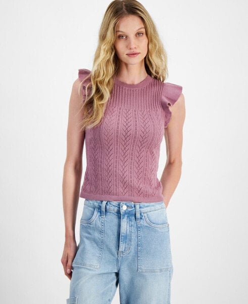 Women's Textured Ruffle-Sleeve Sweater, Created for Macy's