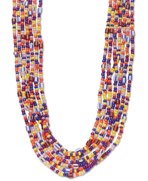 Gold-Tone Multicolor Seed Bead Layered Collar Necklace, 18" + 3" extender, Created for Macy's