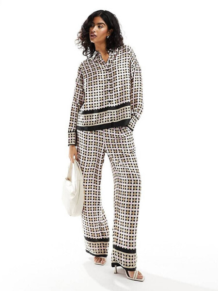 Vero Moda pyjama shirt co-ord in geo print