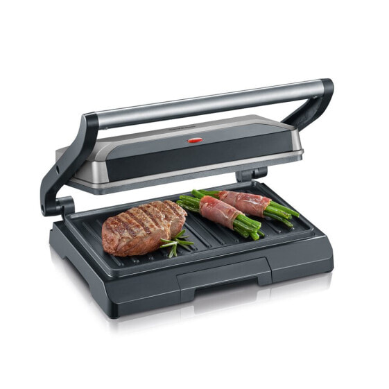 SEVERIN KG 2394 - Black - Grey - Metallic - Stainless steel - Rectangular - Griddle - 230 x 145 mm - Hinged lid