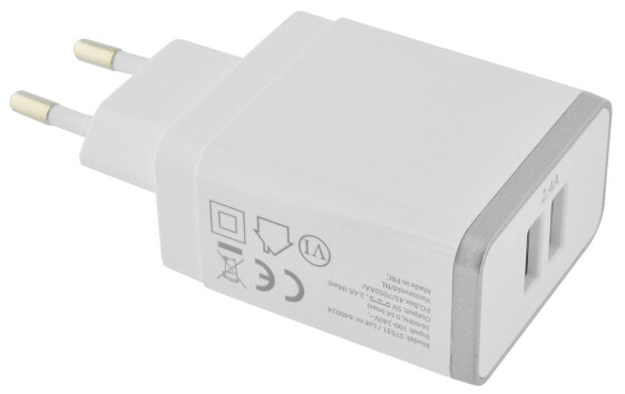 Mobiparts Wall Charger Dual USB 2.4A White - Indoor - AC - 5 V - White