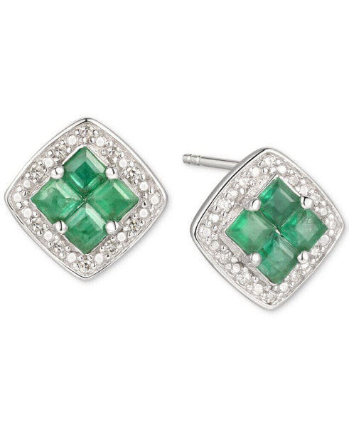 Серьги Macy's Emerald & Diamond Stud