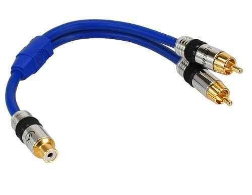 InLine RCA Y-Cable Premium 1x RCA female / 2x RCA male gold plated 0.25m