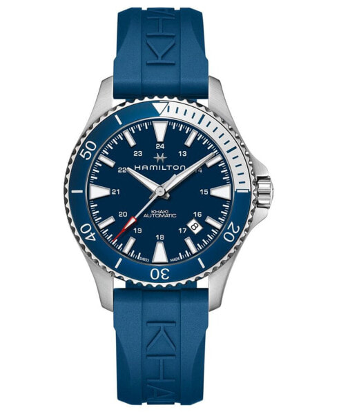 Unisex Swiss Automatic Khaki Scuba Blue Rubber Strap Watch 40mm