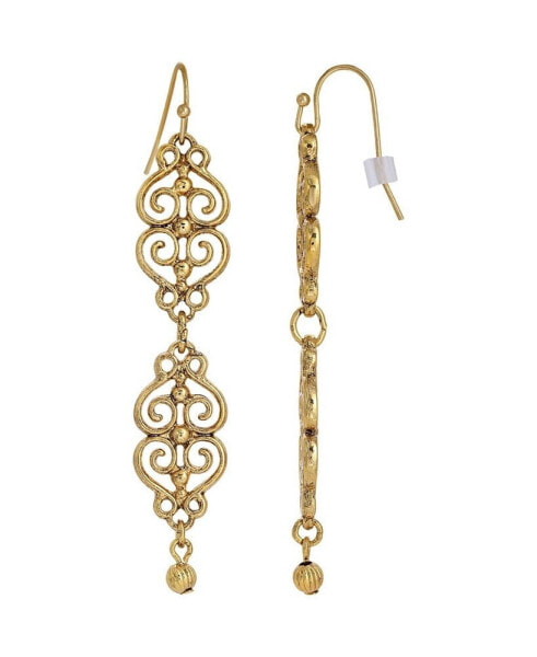 Gold-Tone Filigree Wire Linear Earrings