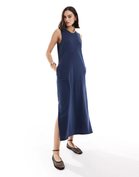 Threadbare jersey maxi dress in navy