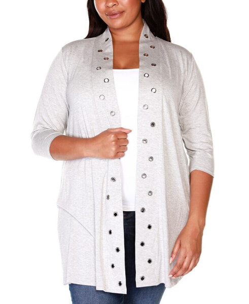 Plus Size Grommet-Trim Duster Cardigan