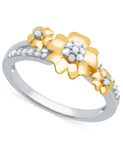 Diamond Flower Ring (1/6 ct. t.w.) in Sterling Silver & 14k Gold-Plate