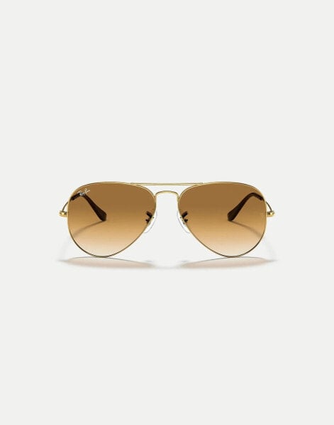 Ray-Ban aviator gradient pilot sunglasses with brown lens in gold