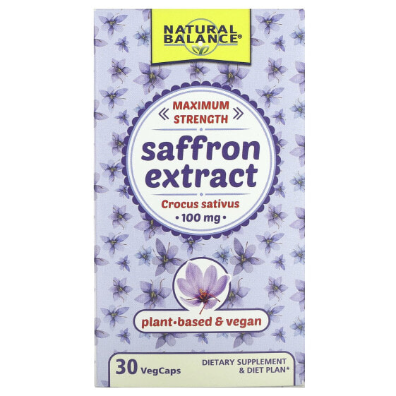 Saffron Extract, Maximum Strength, 100 mg, 30 VegCaps