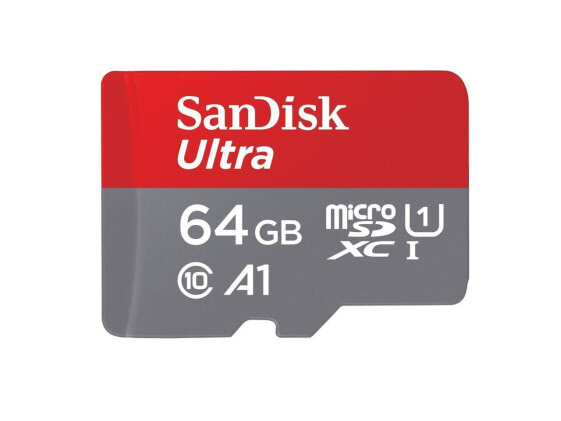 SanDisk 64GB Ultra microSDXC A1 UHS-I/U1 Class 10 Memory Card with Adapter, Spee