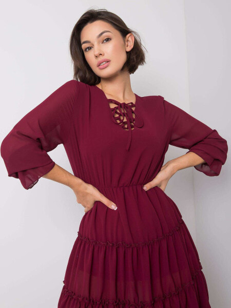 Женское платье с вырезом на завязках бордовый цвет Factory Price