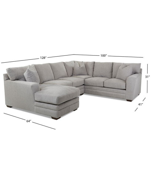 CLOSEOUT! Loranna 3-Pc. Fabric Sectional with Chaise, Created for Macy's