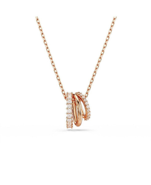 White Rose Gold-Tone Plated Hyperbola Pendant Necklaces