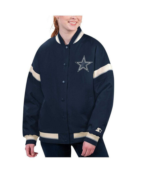 Women's Navy Dallas Cowboys Tournament Full-Snap Varsity Jacket