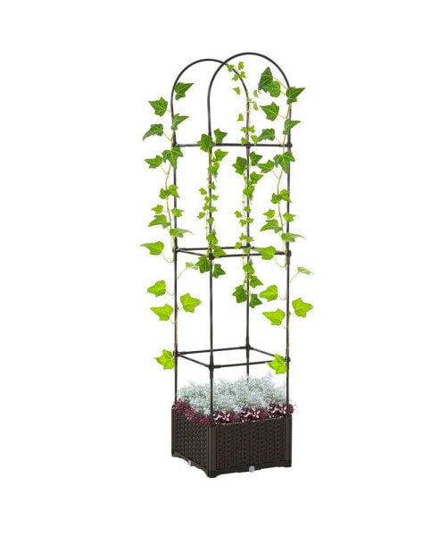 Flower Vine Plant Box Climbing Vine Bars w/ Drainage, Steel Frame