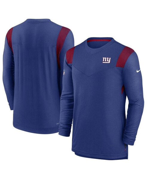 Men's Royal New York Giants Sideline Tonal Logo Performance Player Long Sleeve T-shirt
