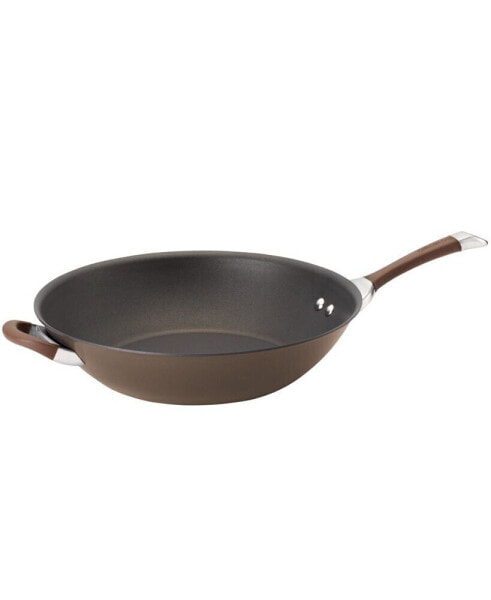 Symmetry Hard-Anodized Nonstick Induction Stir Fry Pan with Helper Handle, 14-Inch, Chocolate