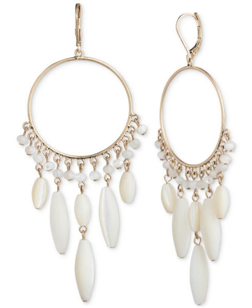 Gold-Tone Beaded Hoop Statement Earrings