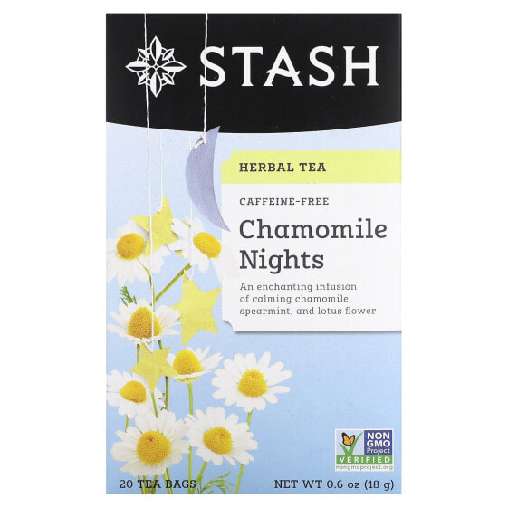 Herbal Tea, Chamomile Nights, Caffeine Free, 20 Tea Bags, 0.6 oz (18 g)