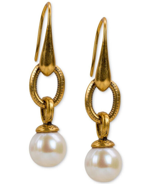 Gold-Tone Imitation Pearl Drop Earrings