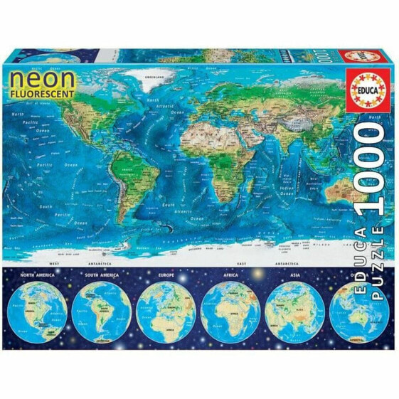 Головоломка Educa World Map Neon 16760.0 1000 Предметы