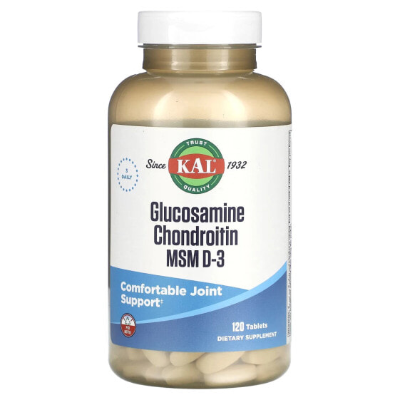 Витаминный комплекс для суставов KAL Glocosamine Chondroitin MSM D-3, 120 таблеток