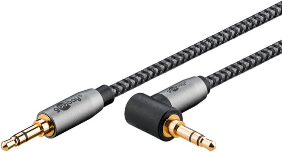 Wentronic Audio Verbindungskabel AUX 3.5 mm stereo 90° 2 m Sharkskin Grey - Klinke 3.5