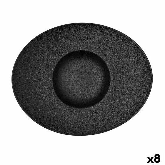 Глубокое блюдо Bidasoa Fosil Чёрный Керамика Овальный 27,3 x 22,2 x 5,7 cm (8 штук)