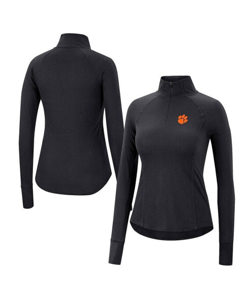 Women's Black Clemson Tigers Core Quinn Raglan Quarter-Zip Top