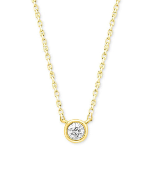 Lab-Created Diamond Bezel Soltiare 18" Pendant Necklace (1/5 ct. t.w.) in 14k Gold-Plated Sterling Silver