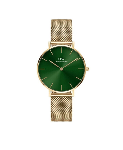 Women's Petite Emerald 23K Gold PVD Plated Stainless Steel Watch 32mm