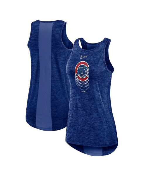Women's Royal Chicago Cubs Logo Fade High Neck Performance Tank Top