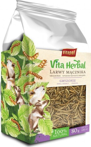 Корм добавочный Vitapol Vita Herbal для грызунов с сушеными личинками мучника, 80 г