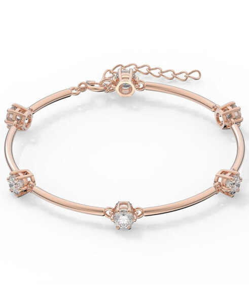 Rose Gold-Tone Crystal Station Bangle Bracelet