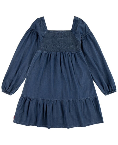 Little Girls Long Sleeve Smocked Top Dress