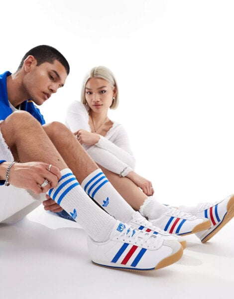 adidas Originals K 74 trainers in white and blue