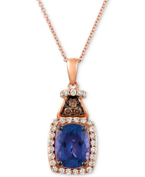 Blueberry Tanzanite (2 ct. t.w.), Nude Diamond (1/4 ct. t.w.) and Chocolate Diamond Accent 18" Pendant Necklace in 14k Rose Gold