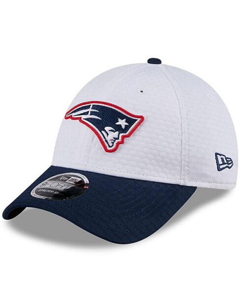 Men's White/Navy New England Patriots 2024 NFL Training Camp 9FORTY Adjustable Hat