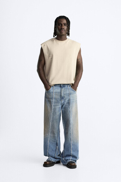 Frayed baggy fit jeans