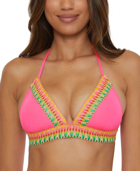 Women's Fiesta Crochet-Trim Halter Bikini Top