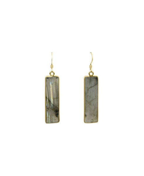 Bar Bezel Set Labradorite Earrings with 14K Gold Fill Earwires