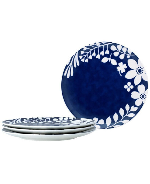 Bluefjord Floral 4 Piece Coupe Dinner Plates Set, Service for 4