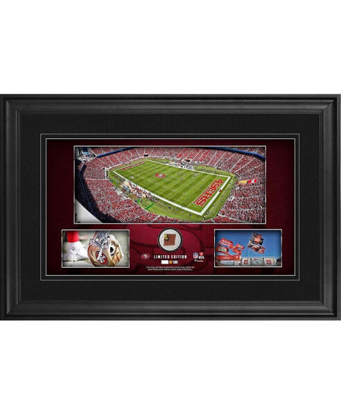 San Francisco 49ers Framed 10" x 18" Stadium Panoramic Collage with Game-Used Football - Limited Edition of 500