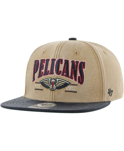 Men's Khaki, Navy Distressed New Orleans Pelicans Chilmark Captain Snapback Hat